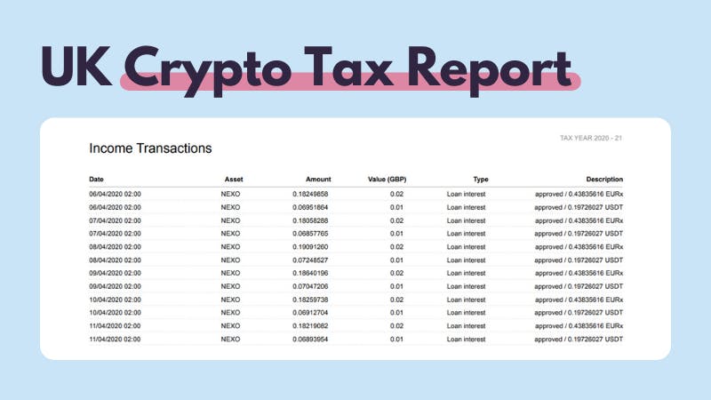 UK crypto tax report income transactions