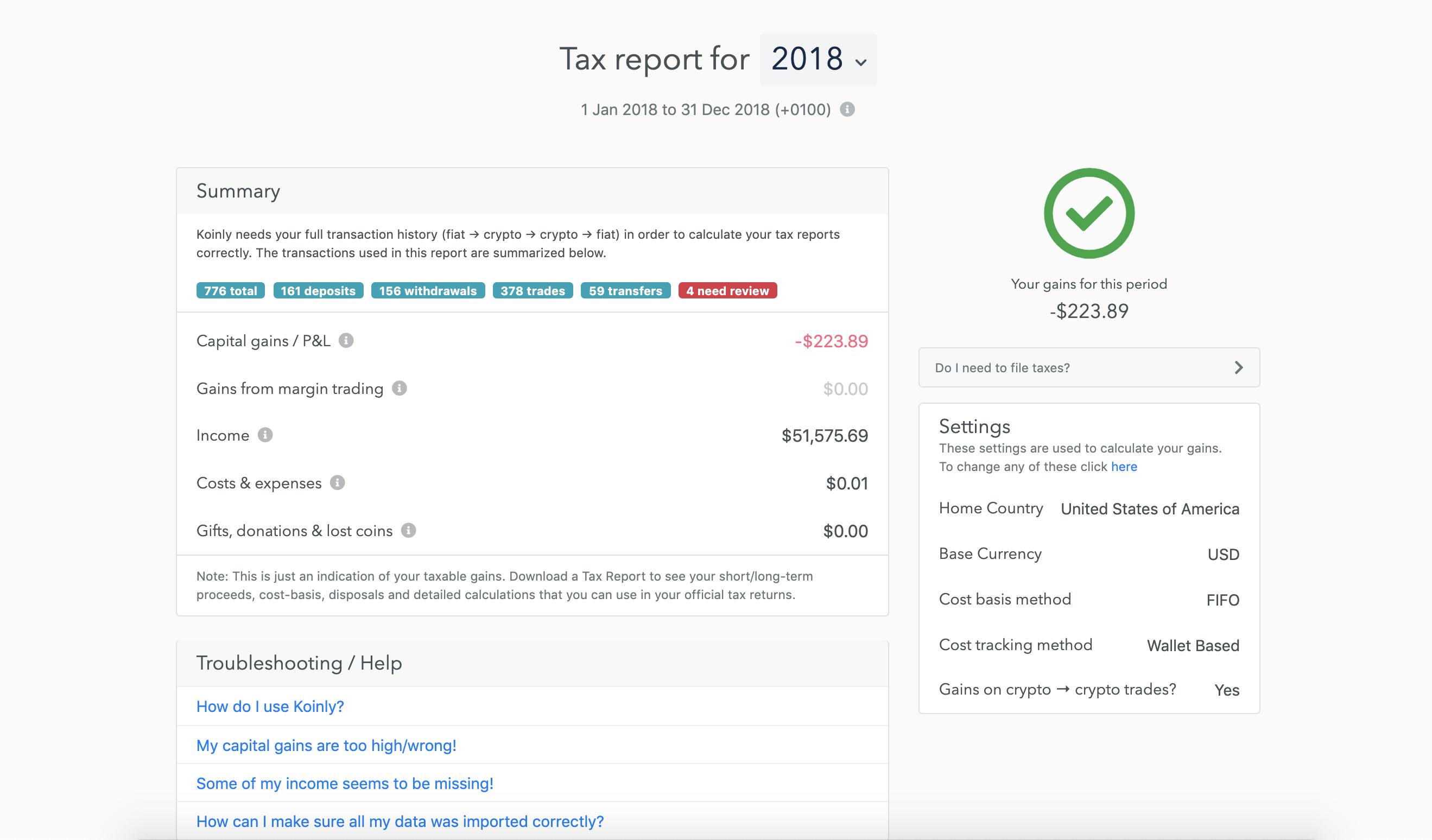 free crypto tax reports