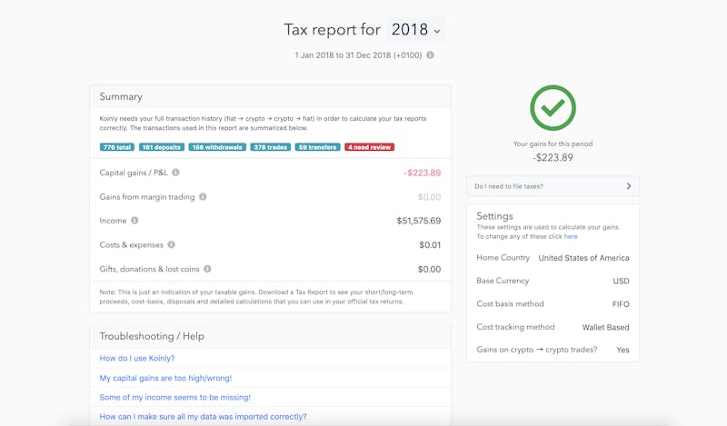 Tax report results