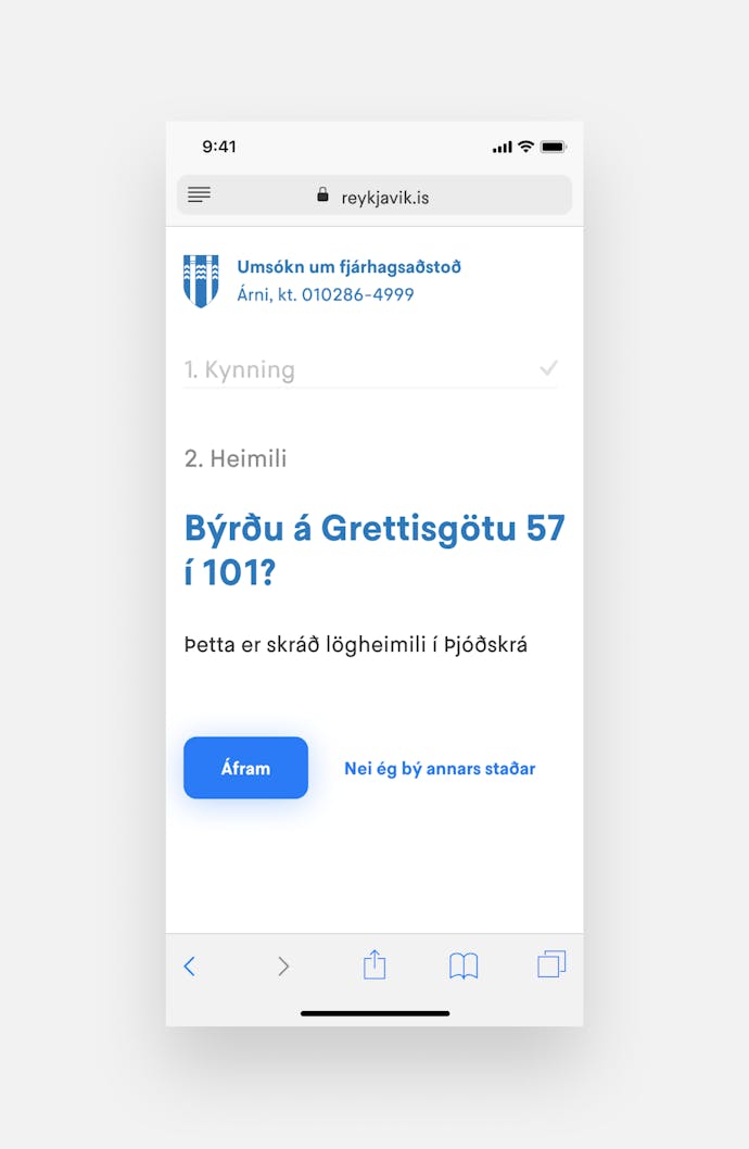 screenshot of application