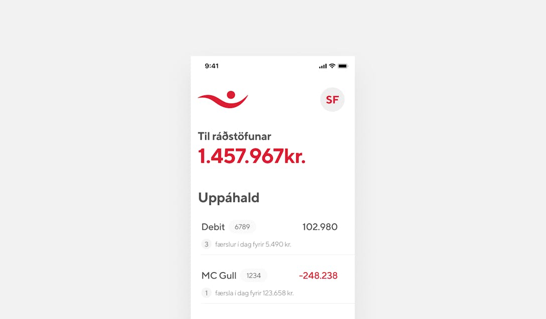 screenshot of íslandsbanki app