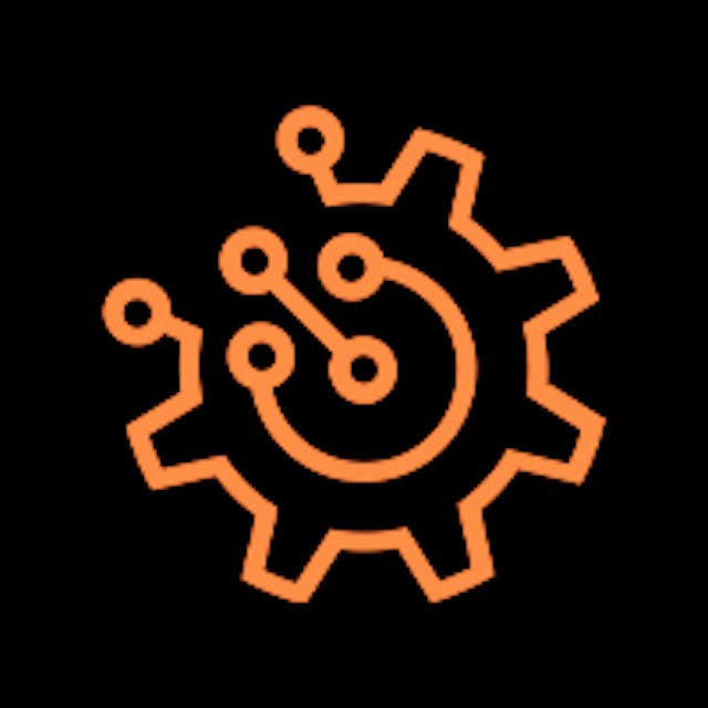 ikon med kugghjul och digital symbol