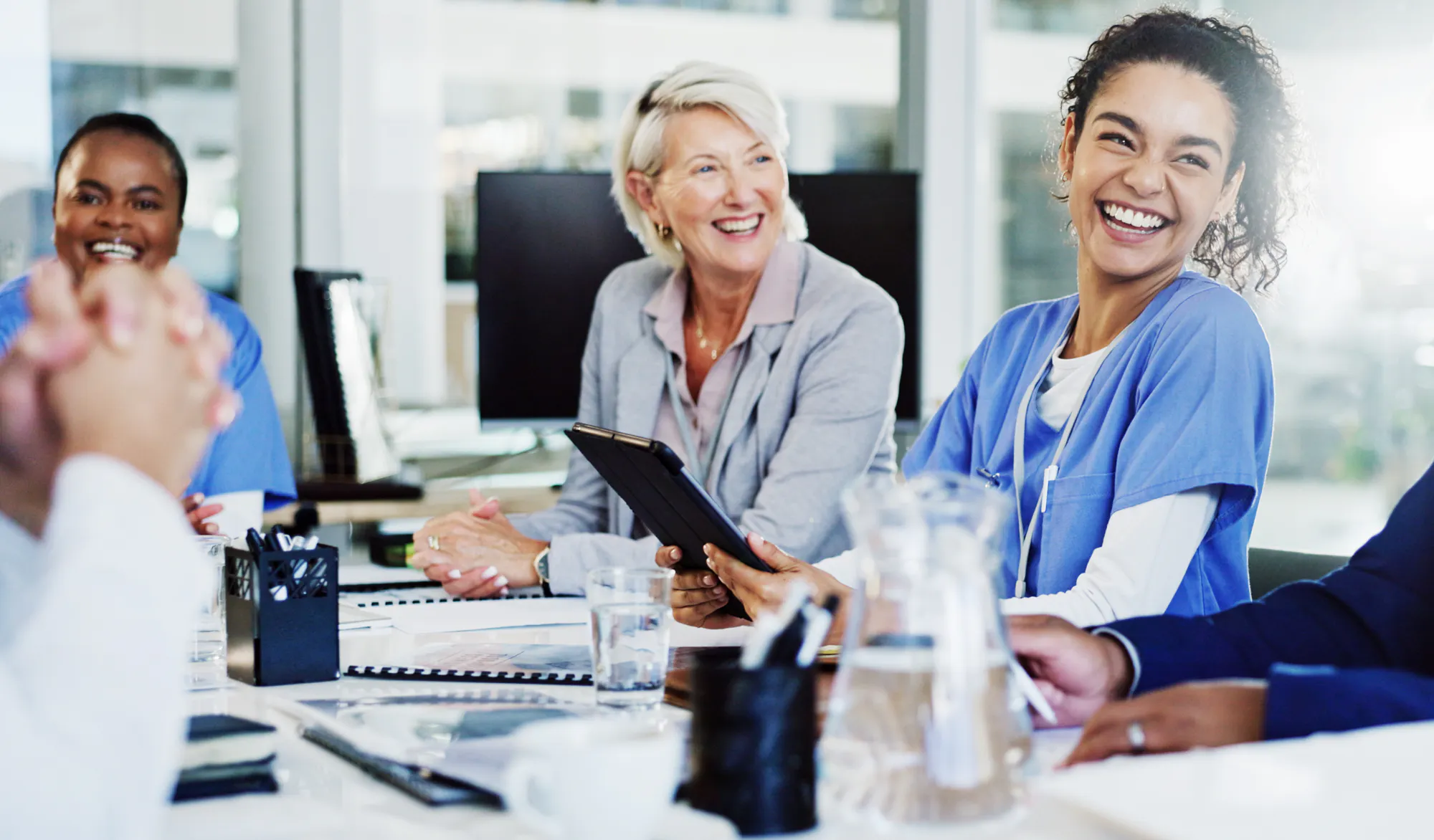 meeting-with-healthcare-personel-laughing