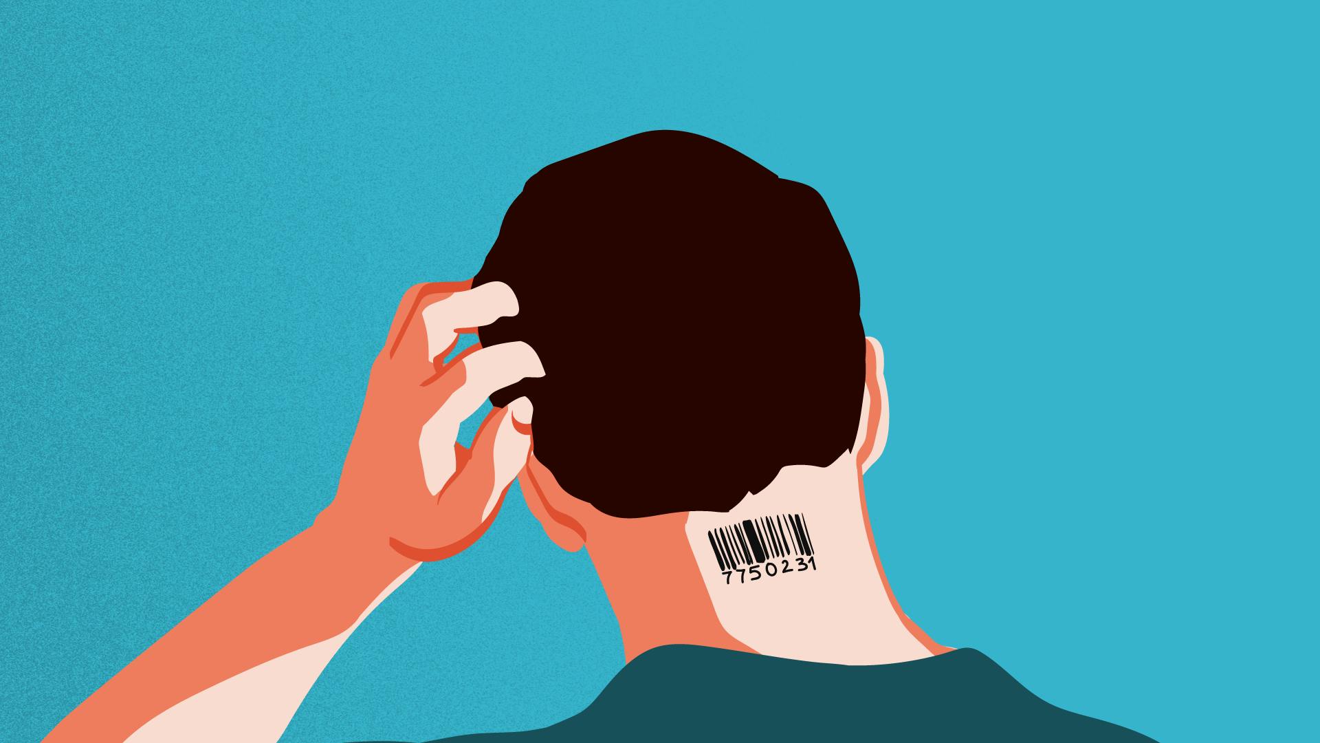 Geschäftsmann mit schwarzen Haaren macht sich Gedanken über seine Steuern.