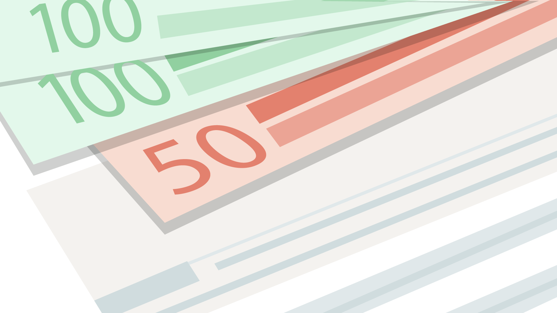 100 und 50 Euro Banknoten zur Klärung der größten Steuerfalle für Selbständige. 