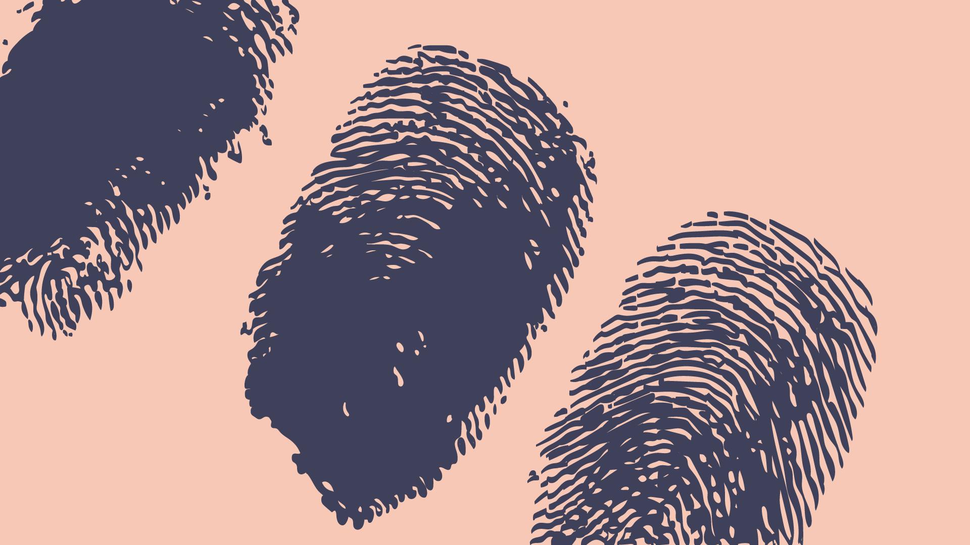 Drei Fingerabdrücke auf hellroten Hintergrund zur Frage, ob ich als Selbständiger die Umsatzsteuer-ID beantragen muss.