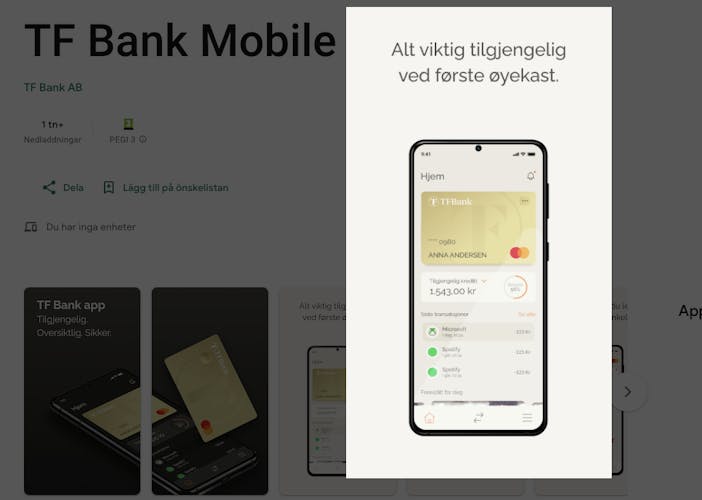 Nå lanseres den nye TF Bank-appen. Slik bruker du den!