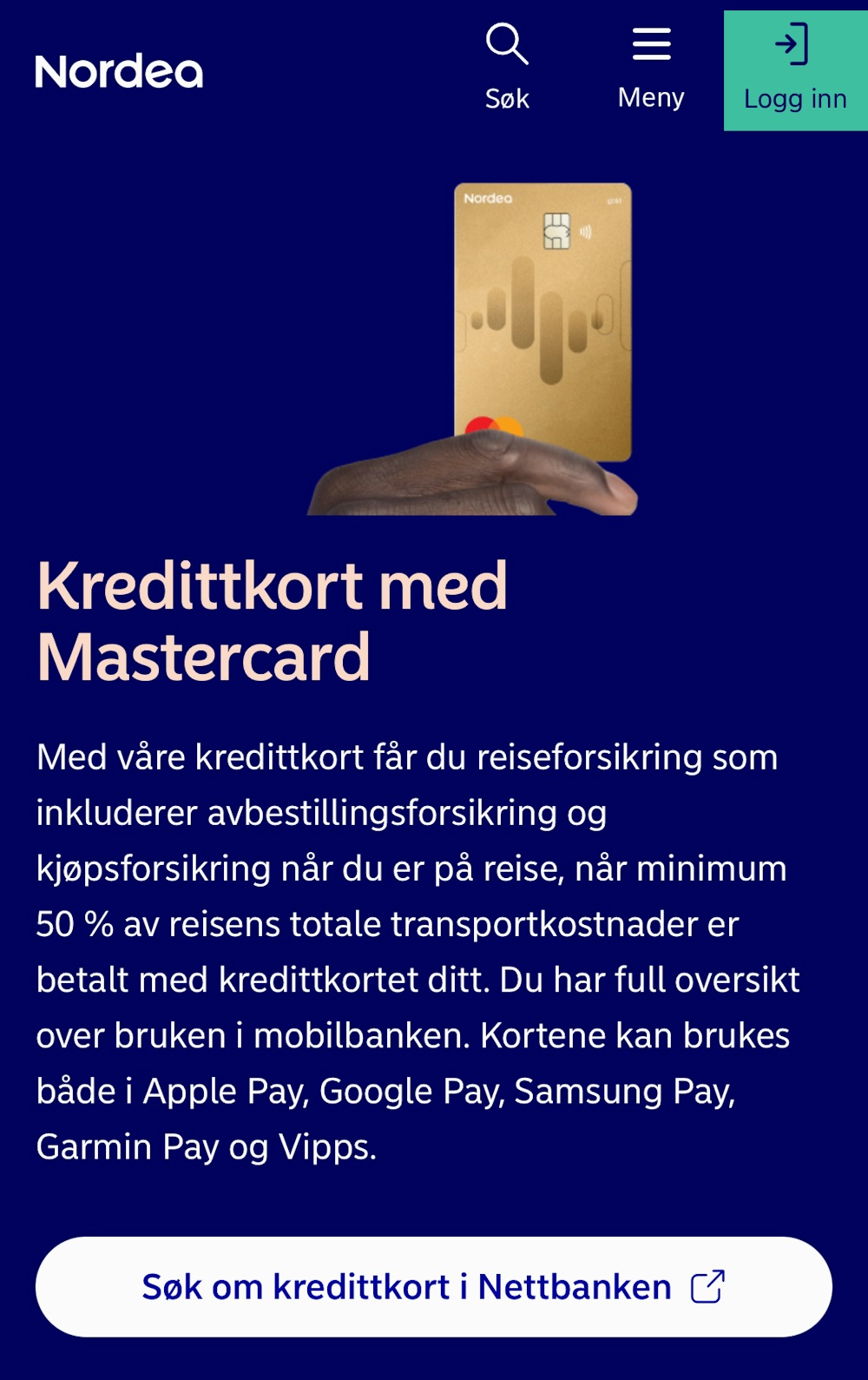 Nordea nettside