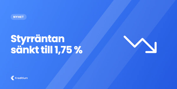 Styrräntan sänkt med 0,25 procentenheter till 1,75 %