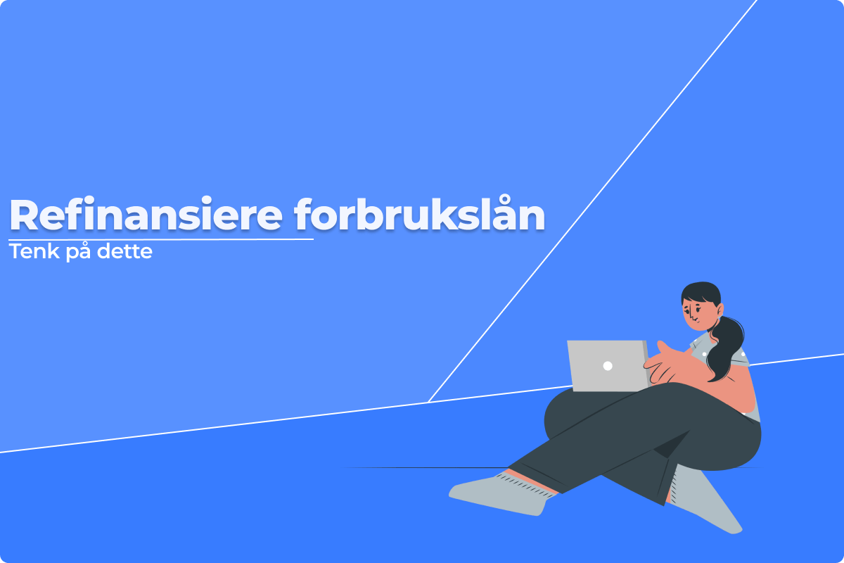 Mann med laptop refinansierer forbrukslånene sine.