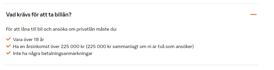 SBAB:s krav på billån