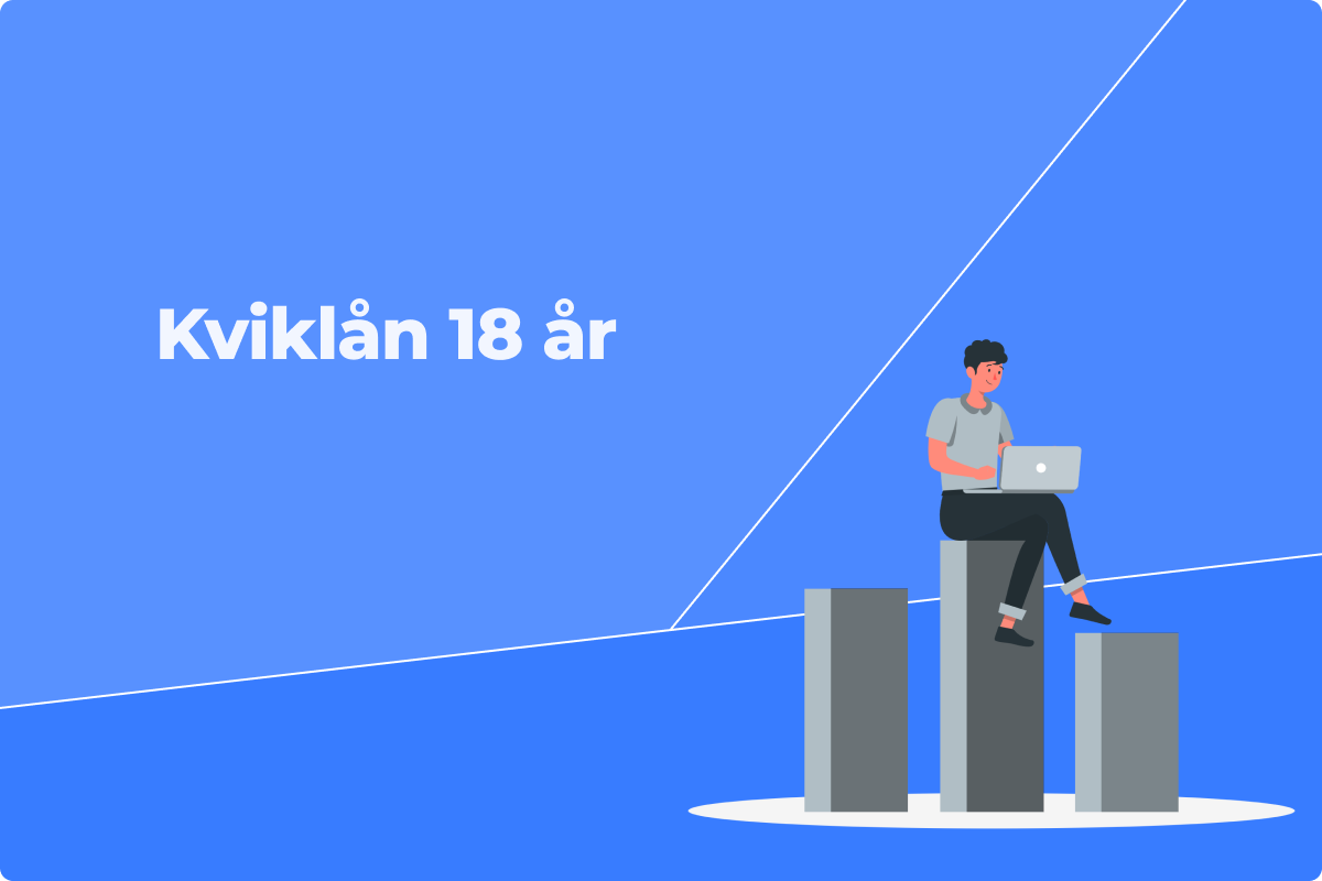 Et billede med teksten kviklån 18 år