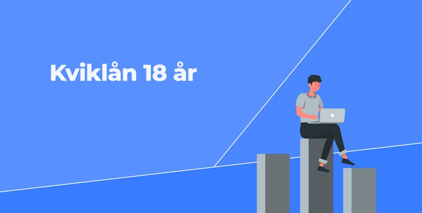 Et billede med teksten kviklån 18 år