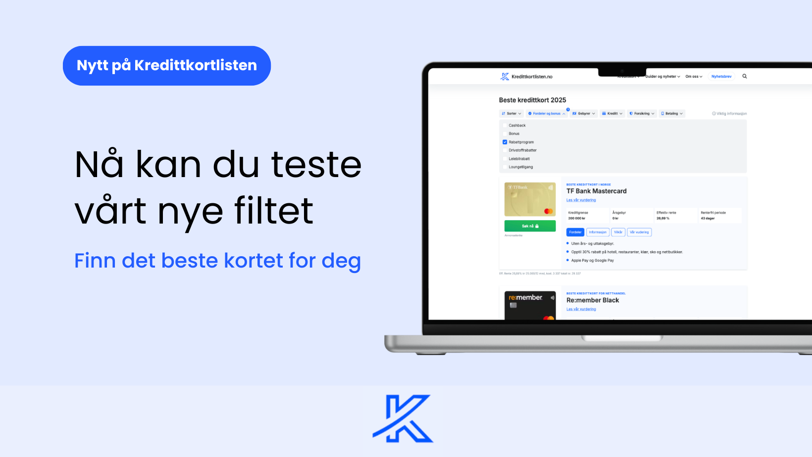 Nytt filter på Kredittkortlisten – finn det perfekte kredittkortet for deg