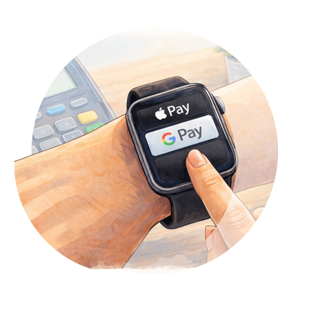 Bruke digitale lommebøker på smartklokken