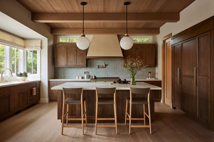 Kristen-Peña-Interiors-Pebble-Beach-Family-Home-Kitchen-Island-High-Top-Chairs