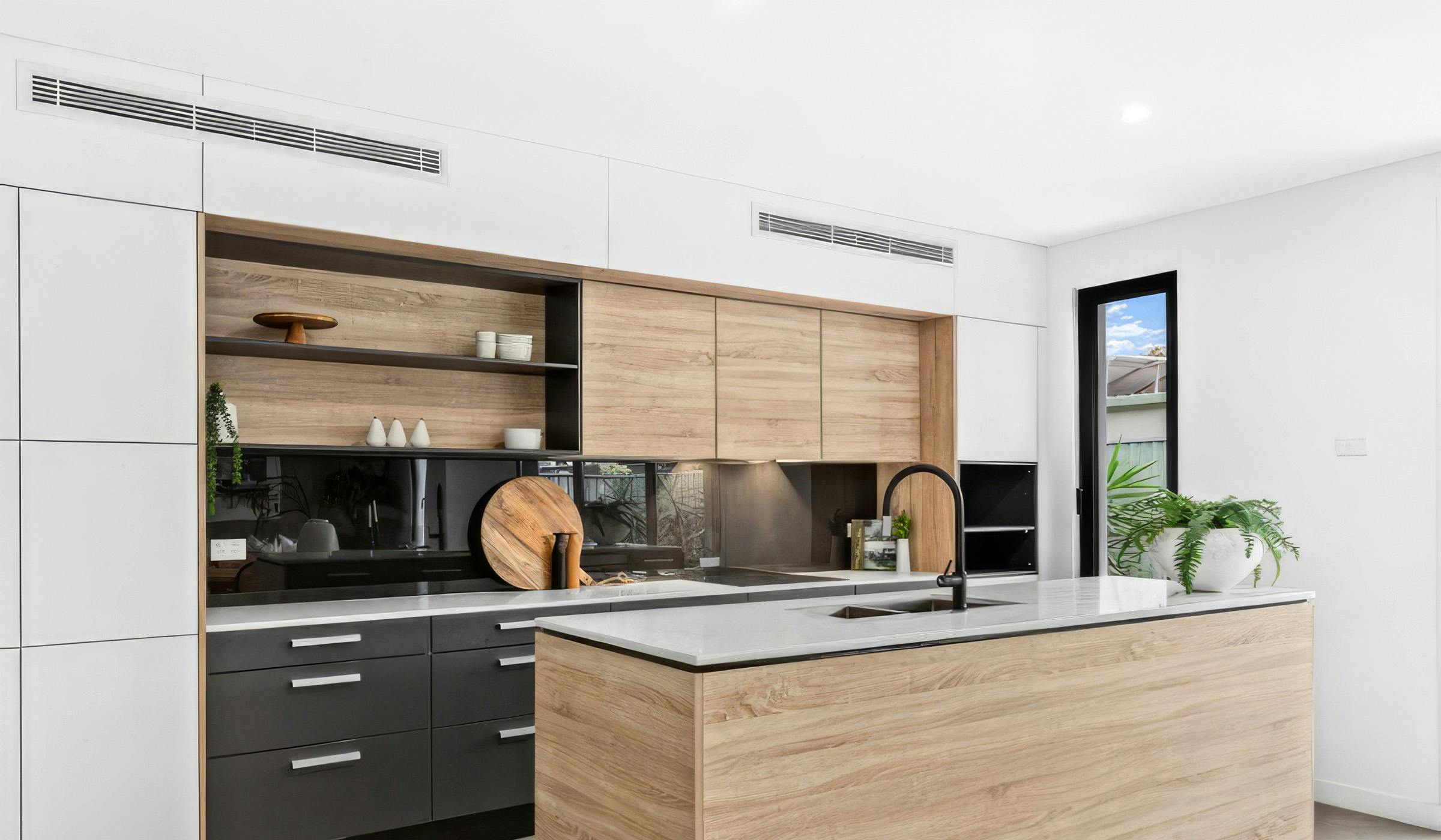 Minimalistic well lit kitchen