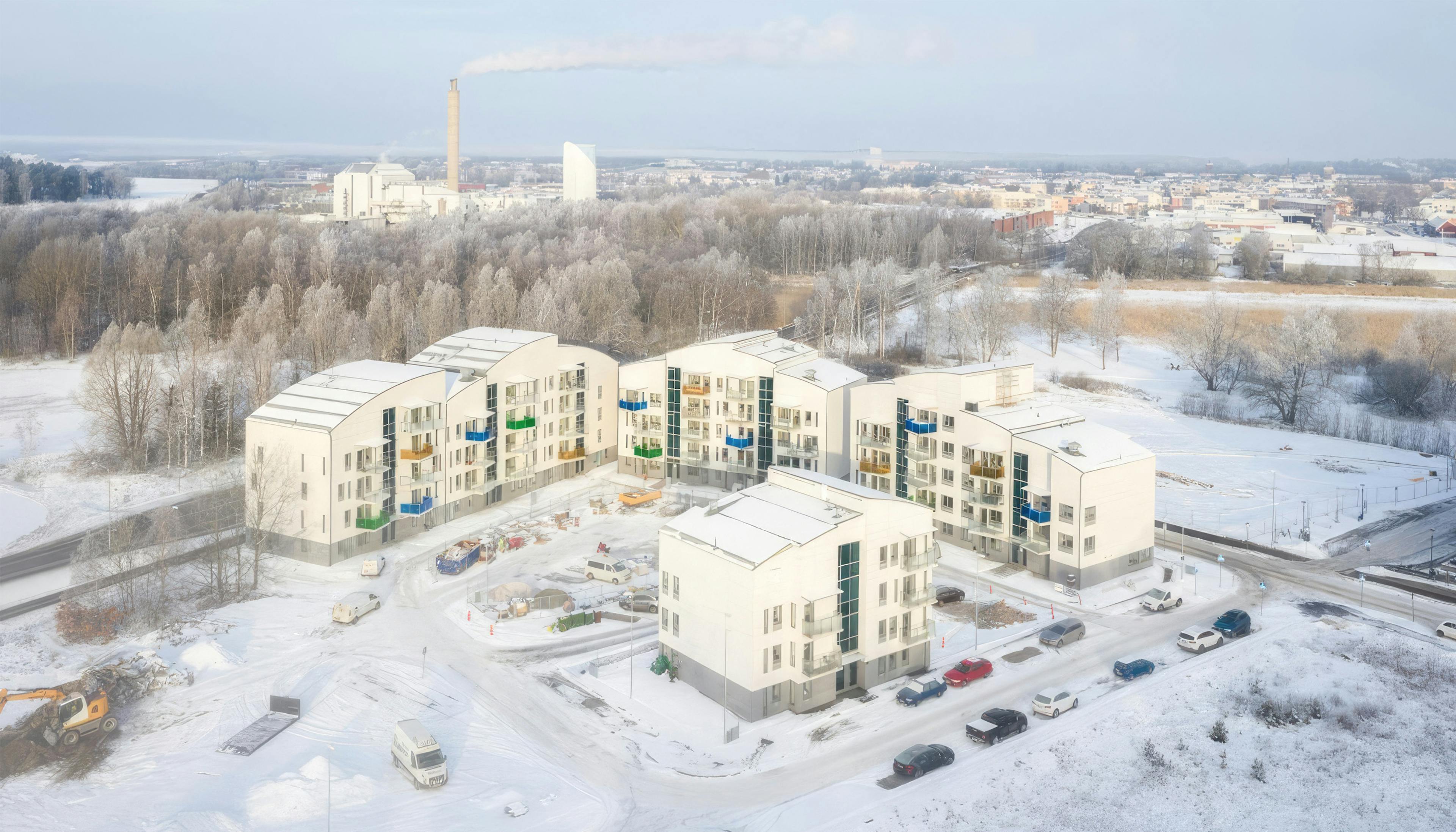 Arnö Strand, a modern architectural manifestation spanning 67 condominiums dispersed over four distinct building blocks 