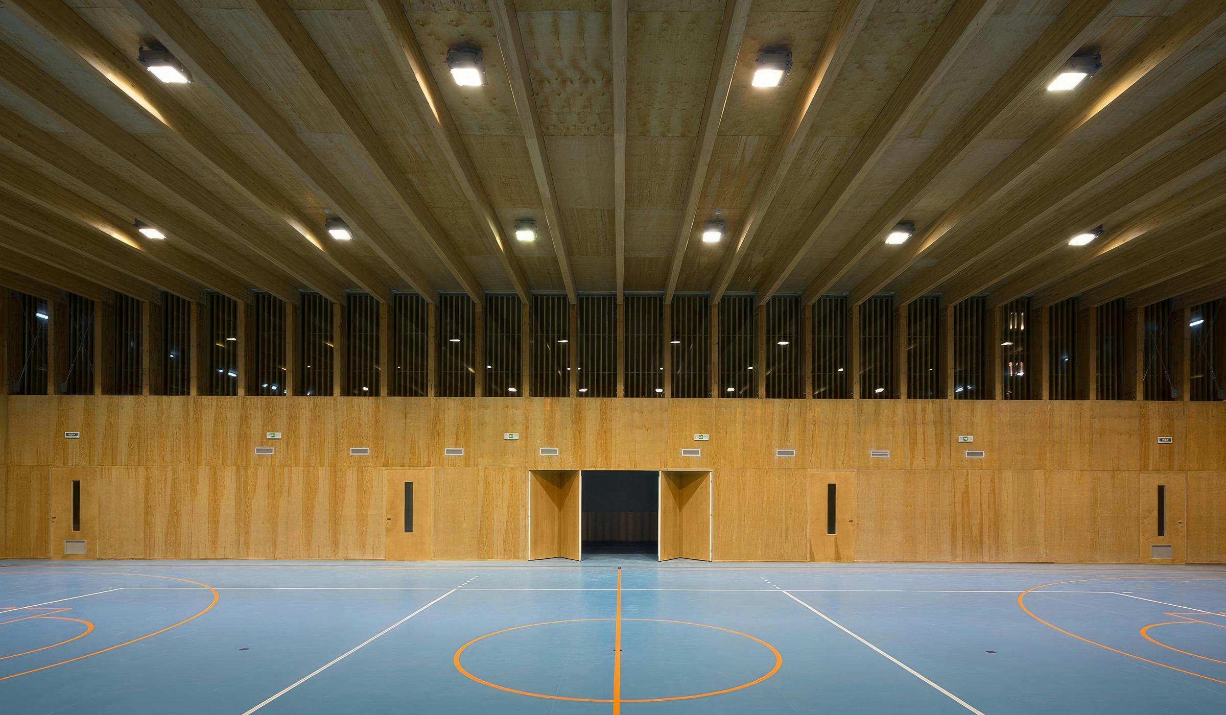 Matchbox Elementary School interior beams by Krivaja