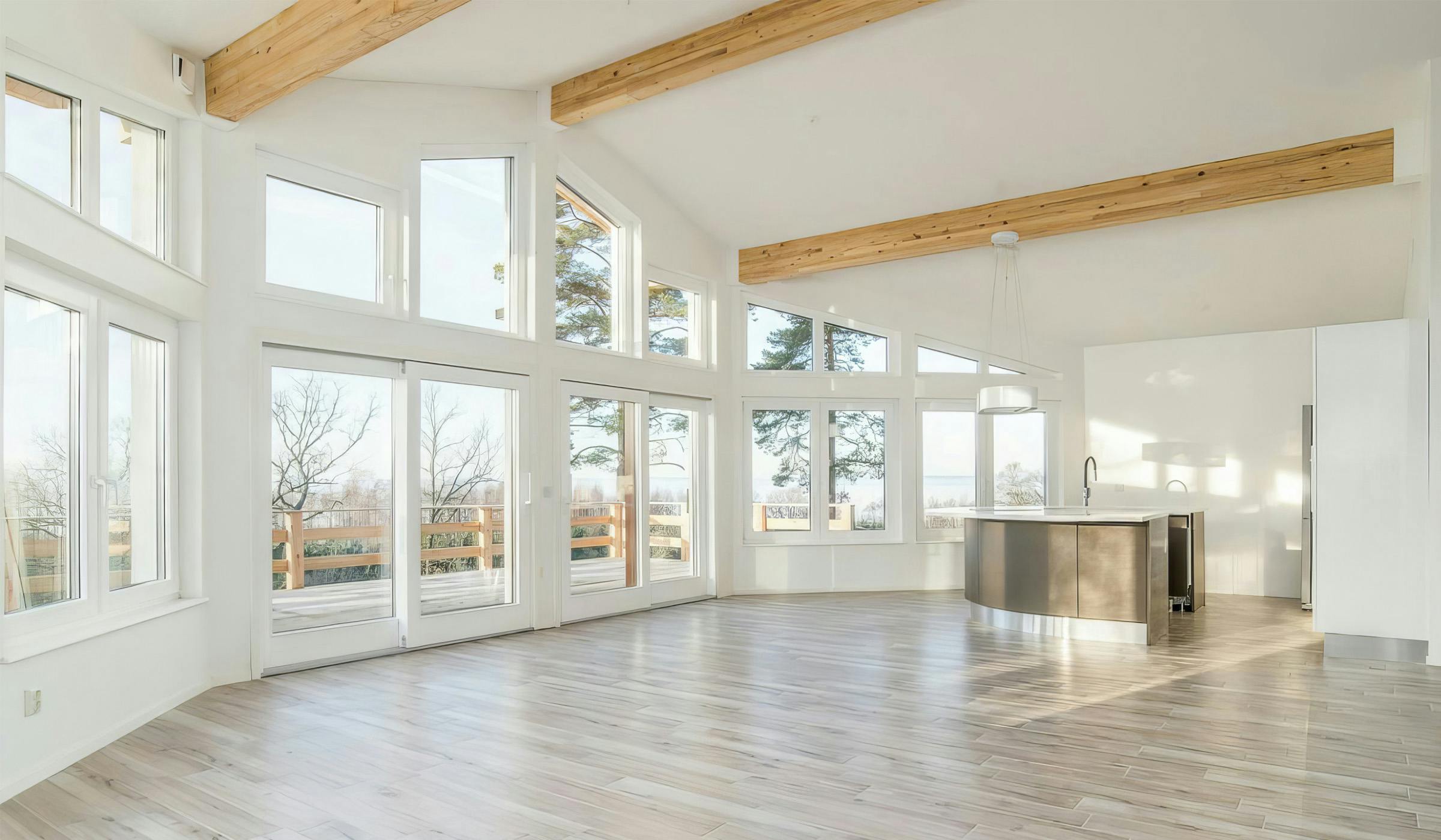 Large openings and visible glulam beams
