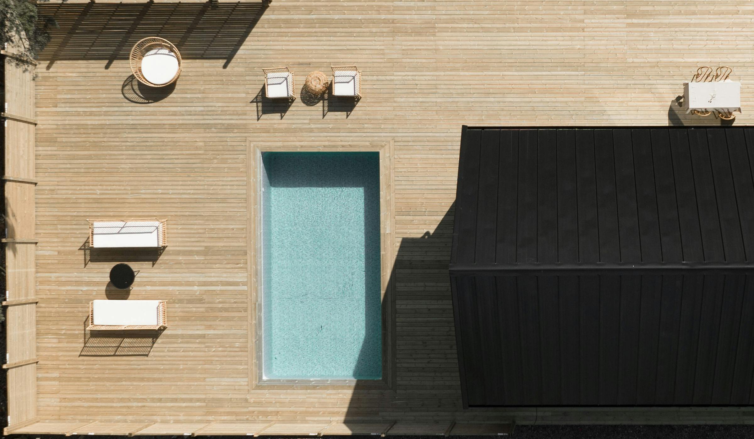Wooden terrace with pool