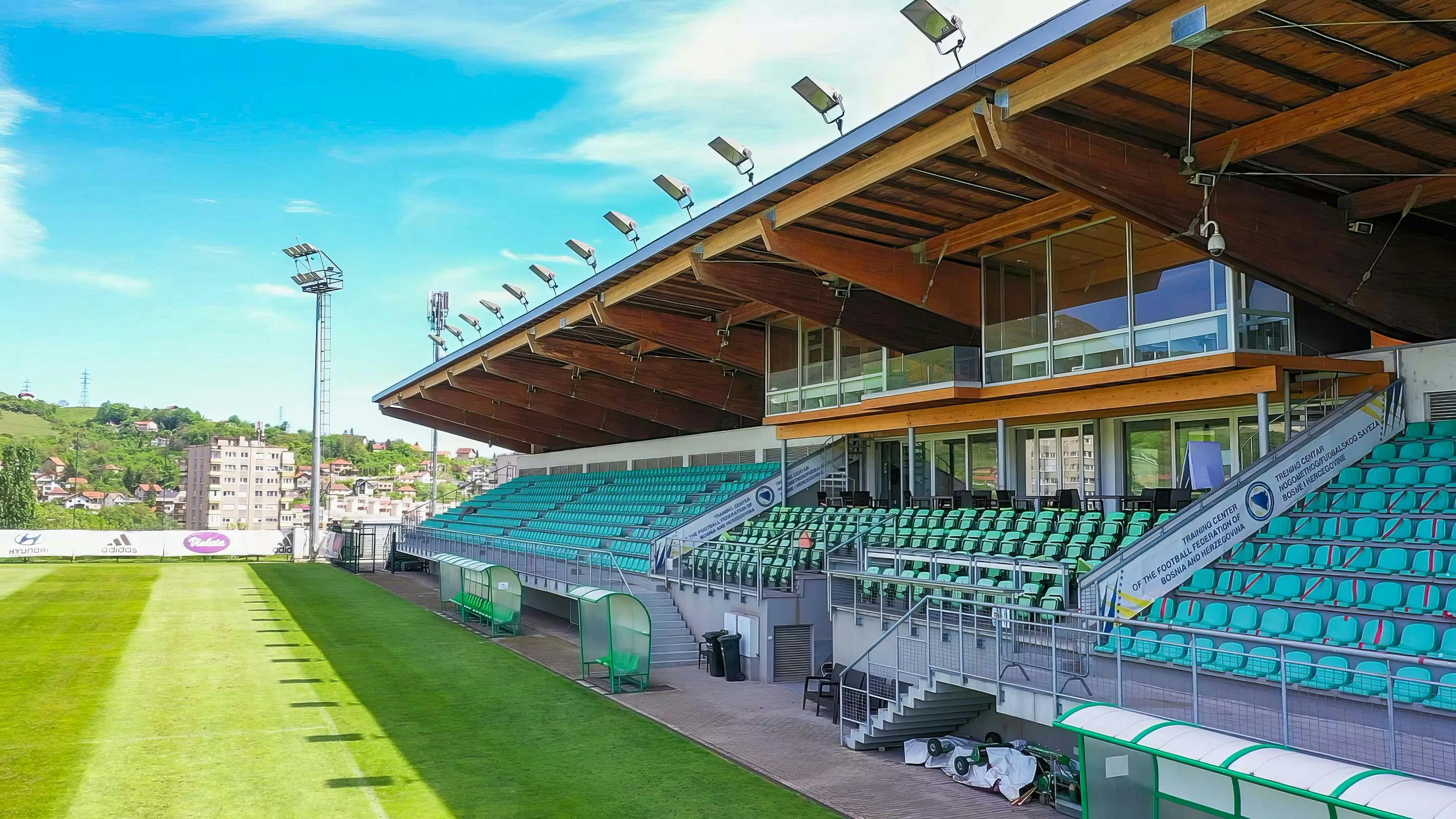 UEFA Training Camp featuring glulam roof
