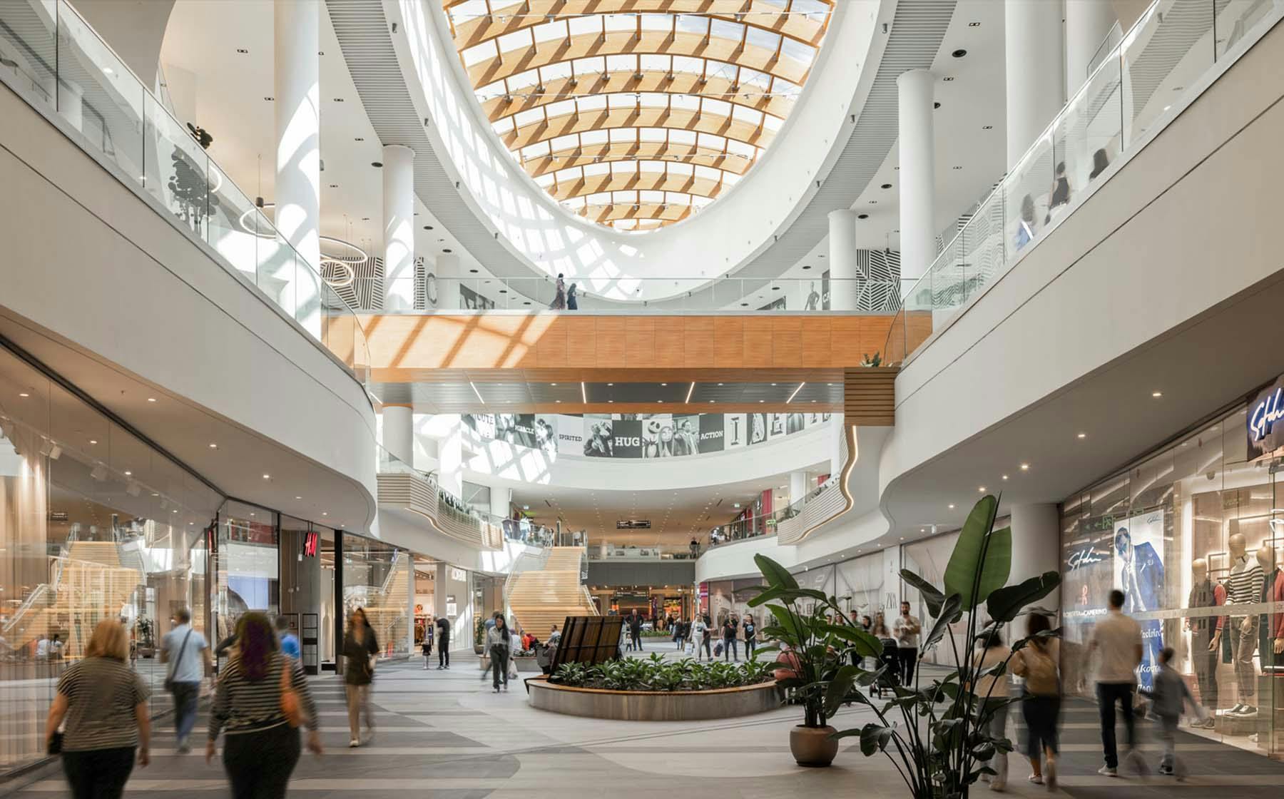 Prishtina mall interior, glulam by Krivaja