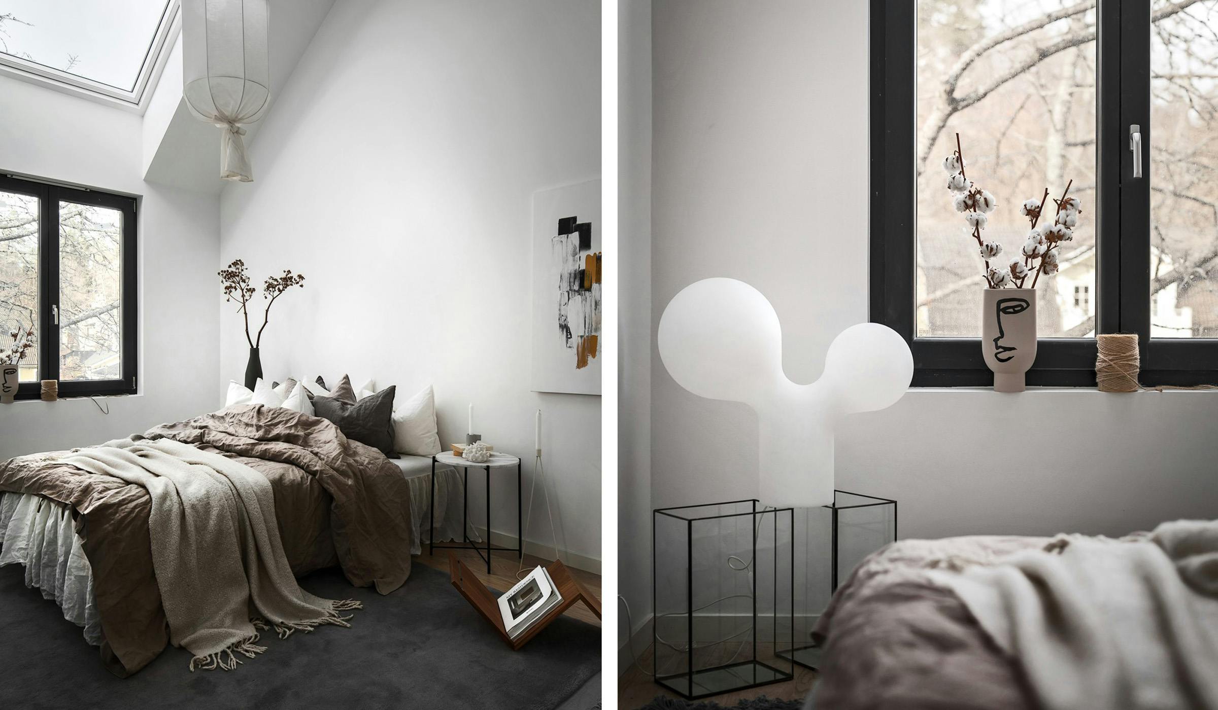 Grey coloured bedroom