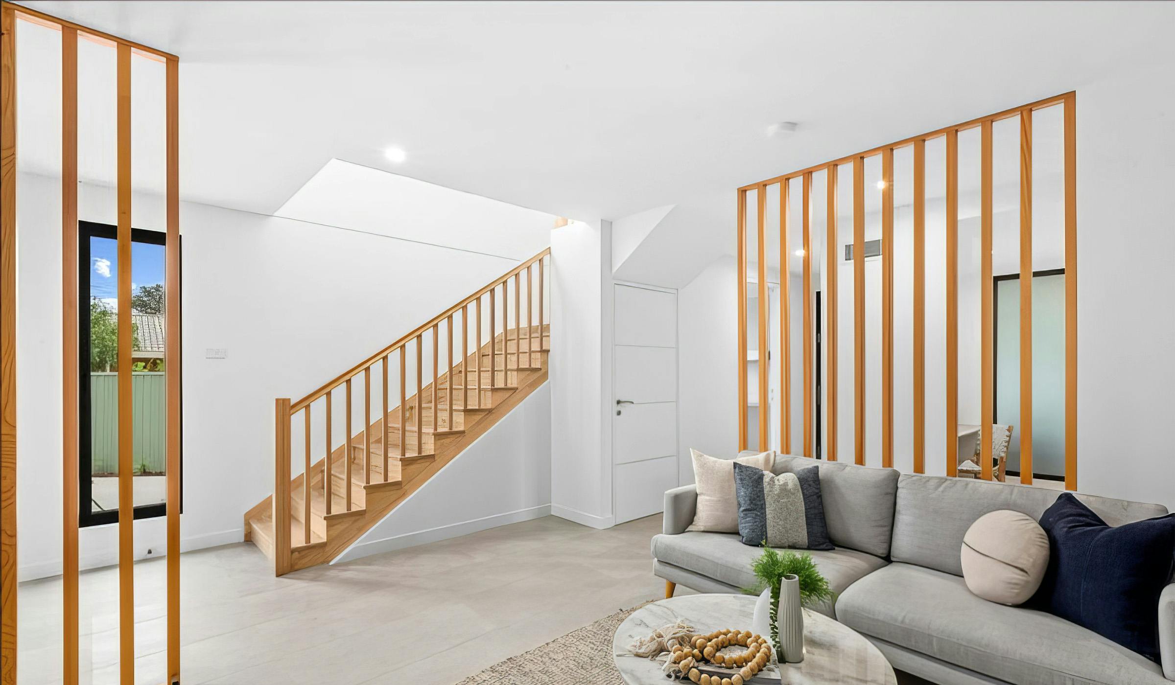 Wooden staircase in private residence