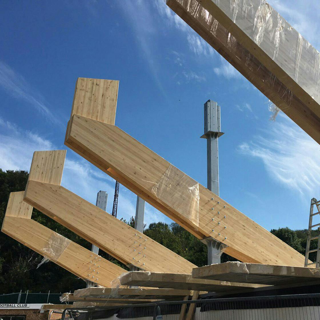 Dover Athletic Football Club Family glulam beams assembly