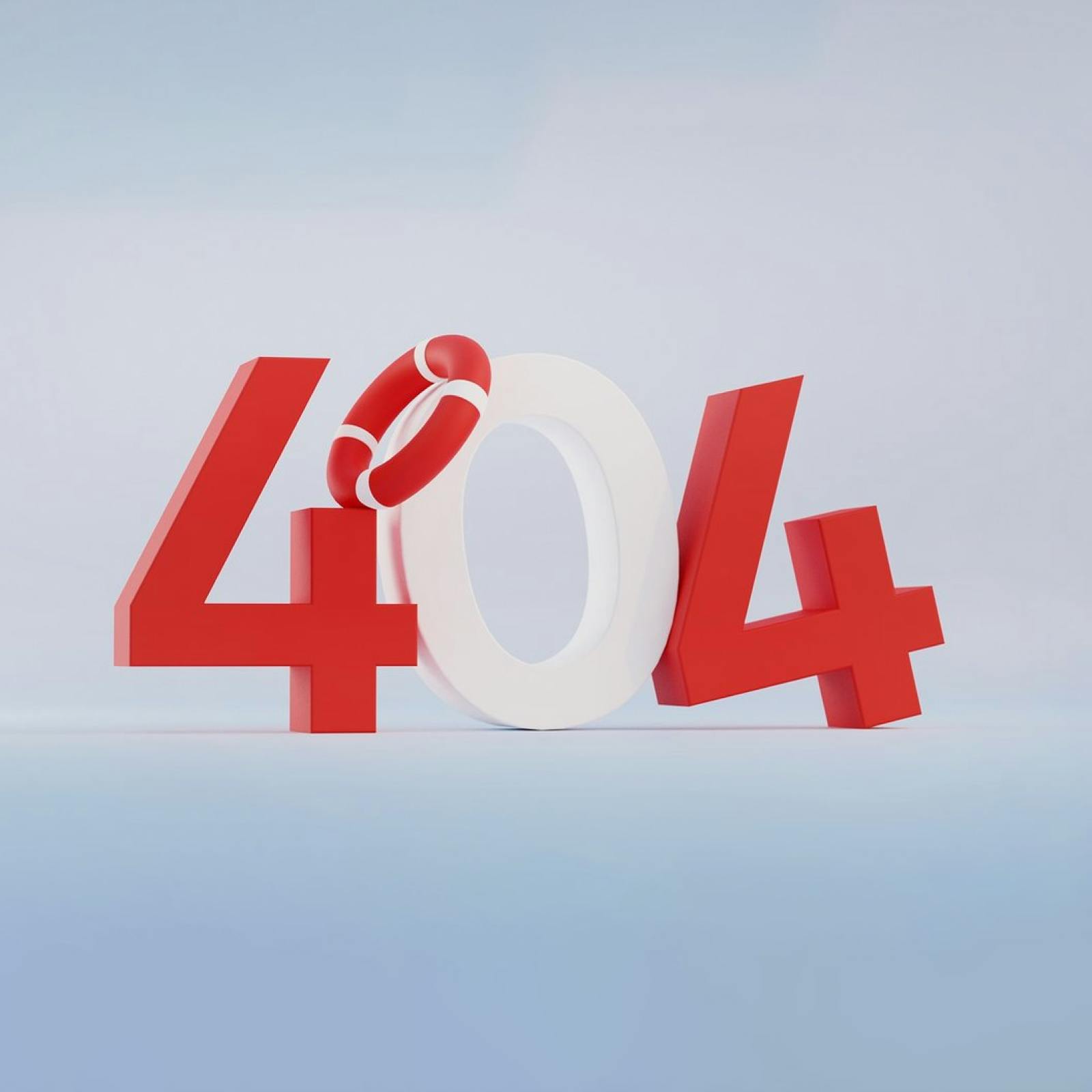 3D-grafik för 404-sida med livboj runt 0:an