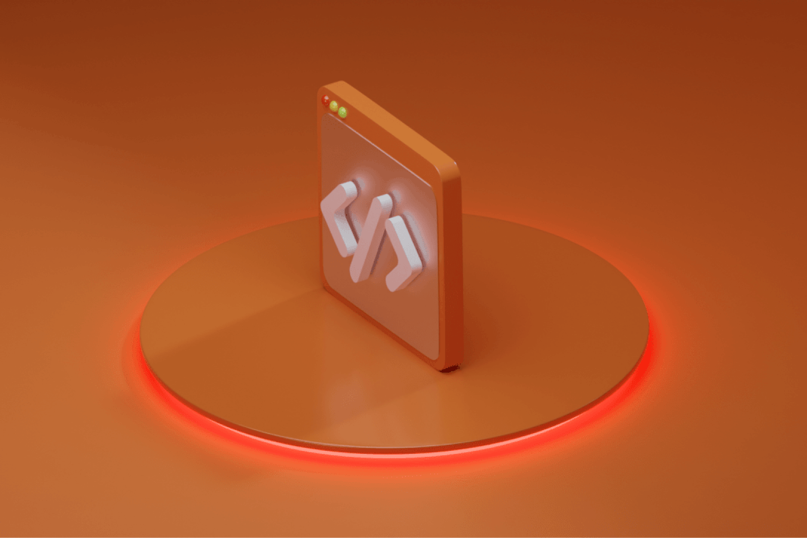 3D-rendering av ett webbläsarefönster på orange bakgrund