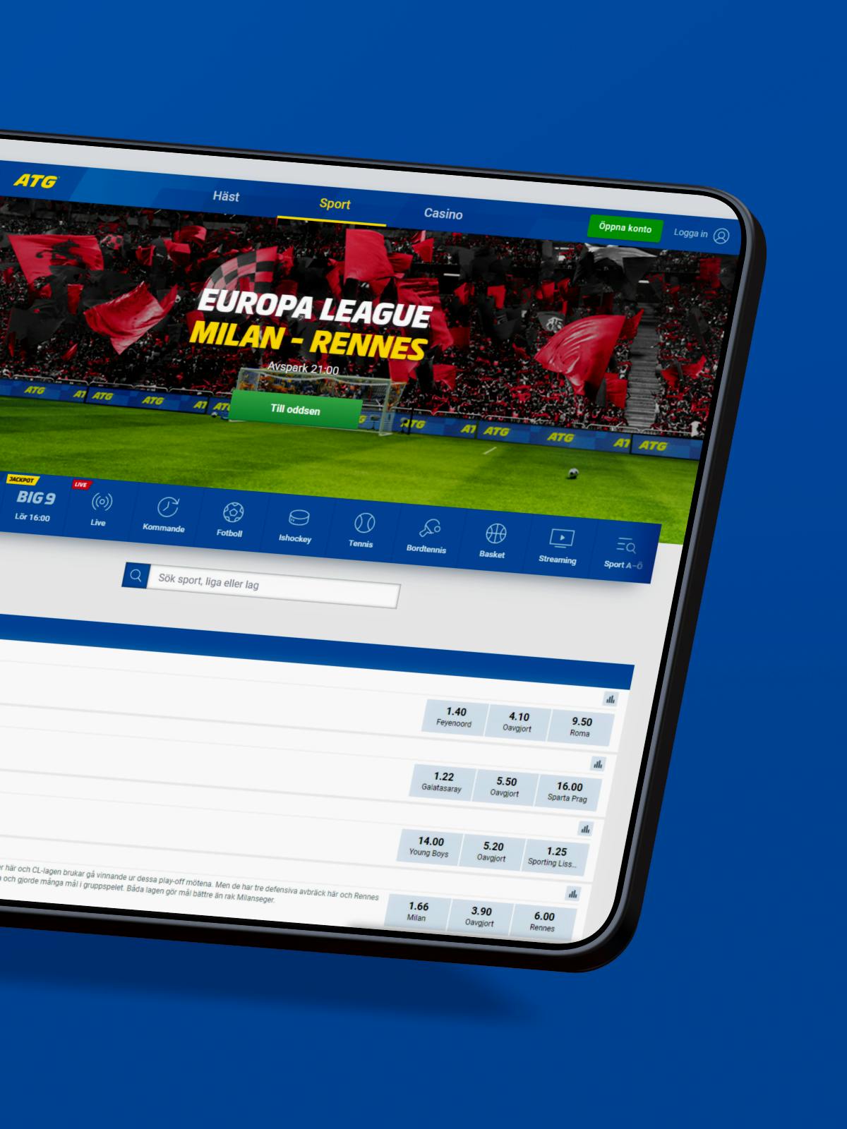 Mockup of a tablet with ATG's website on the screen