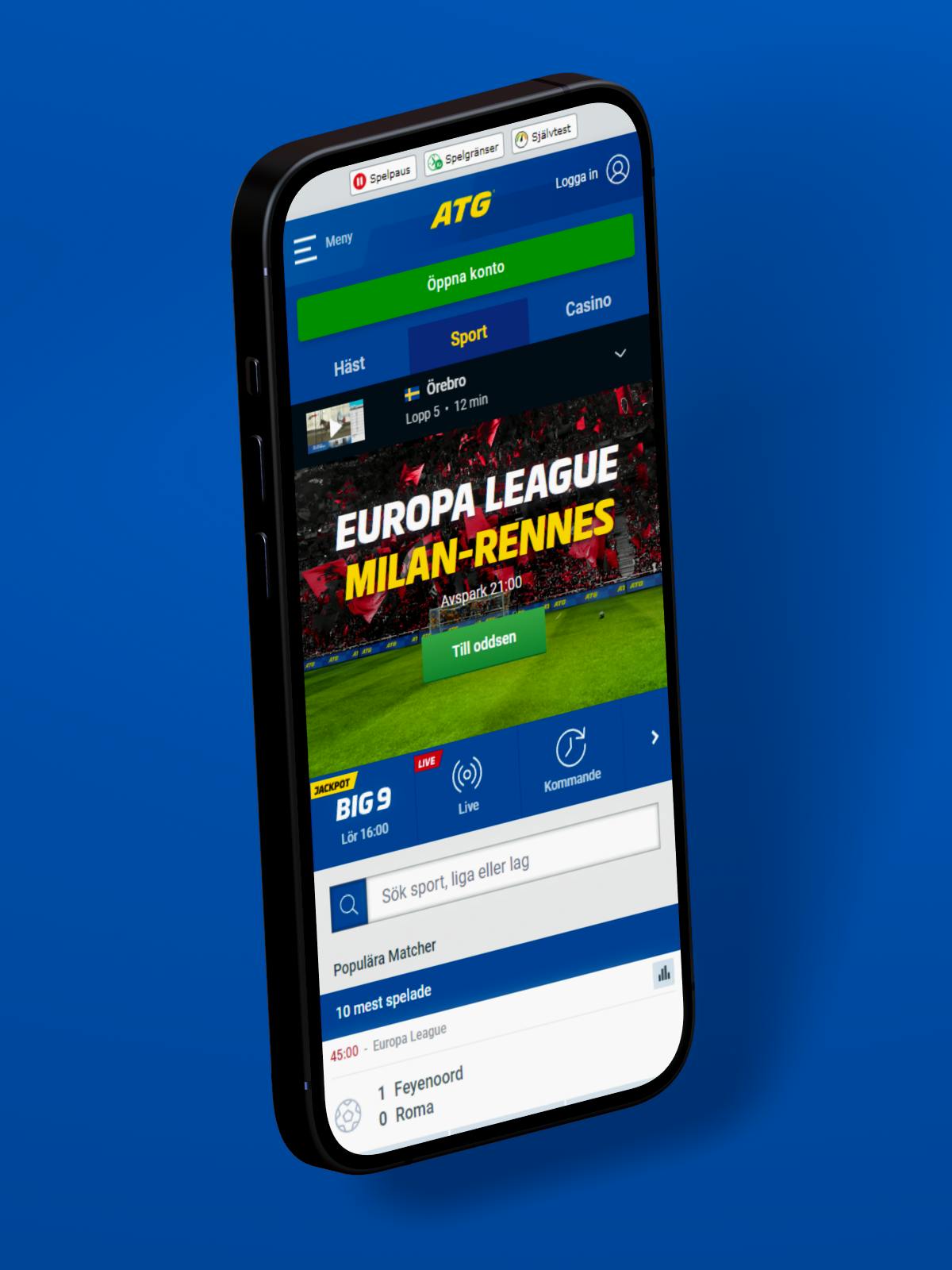 Mockup of a mobile phone with ATG's website on the screen