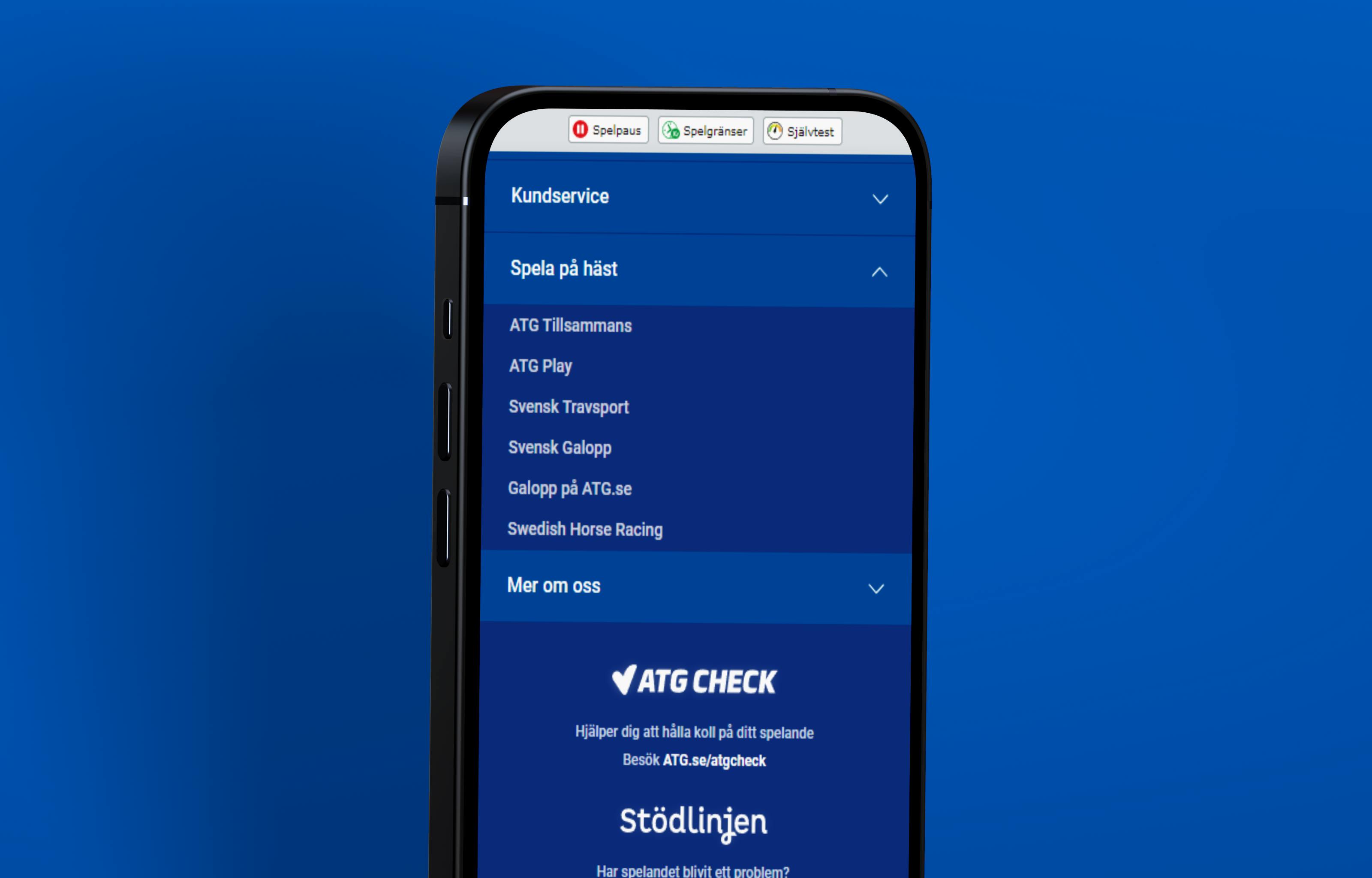 Mockup of a mobile phone with ATG's website on the screen