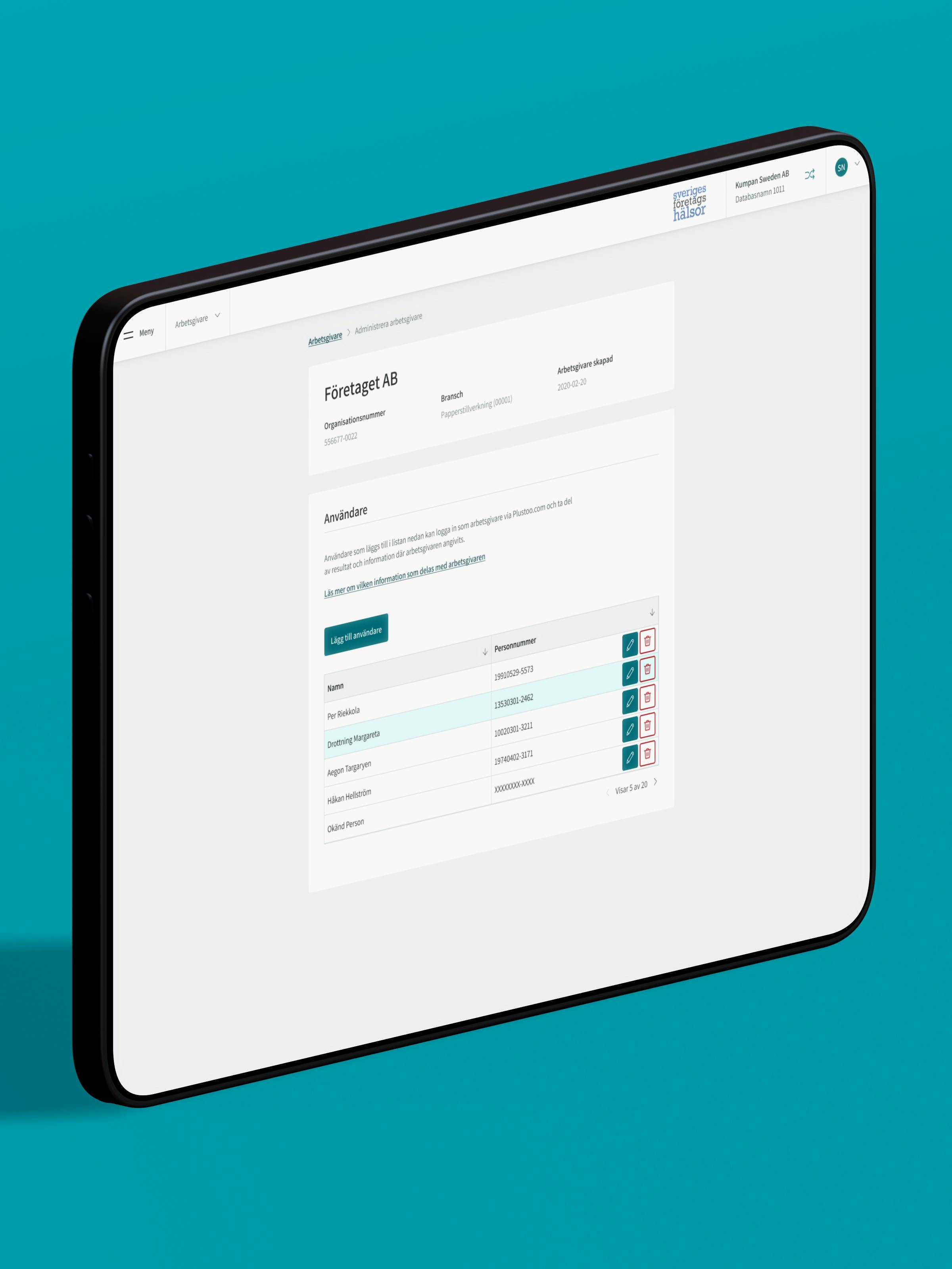Mockup of a tablet with HPI's design on the screen