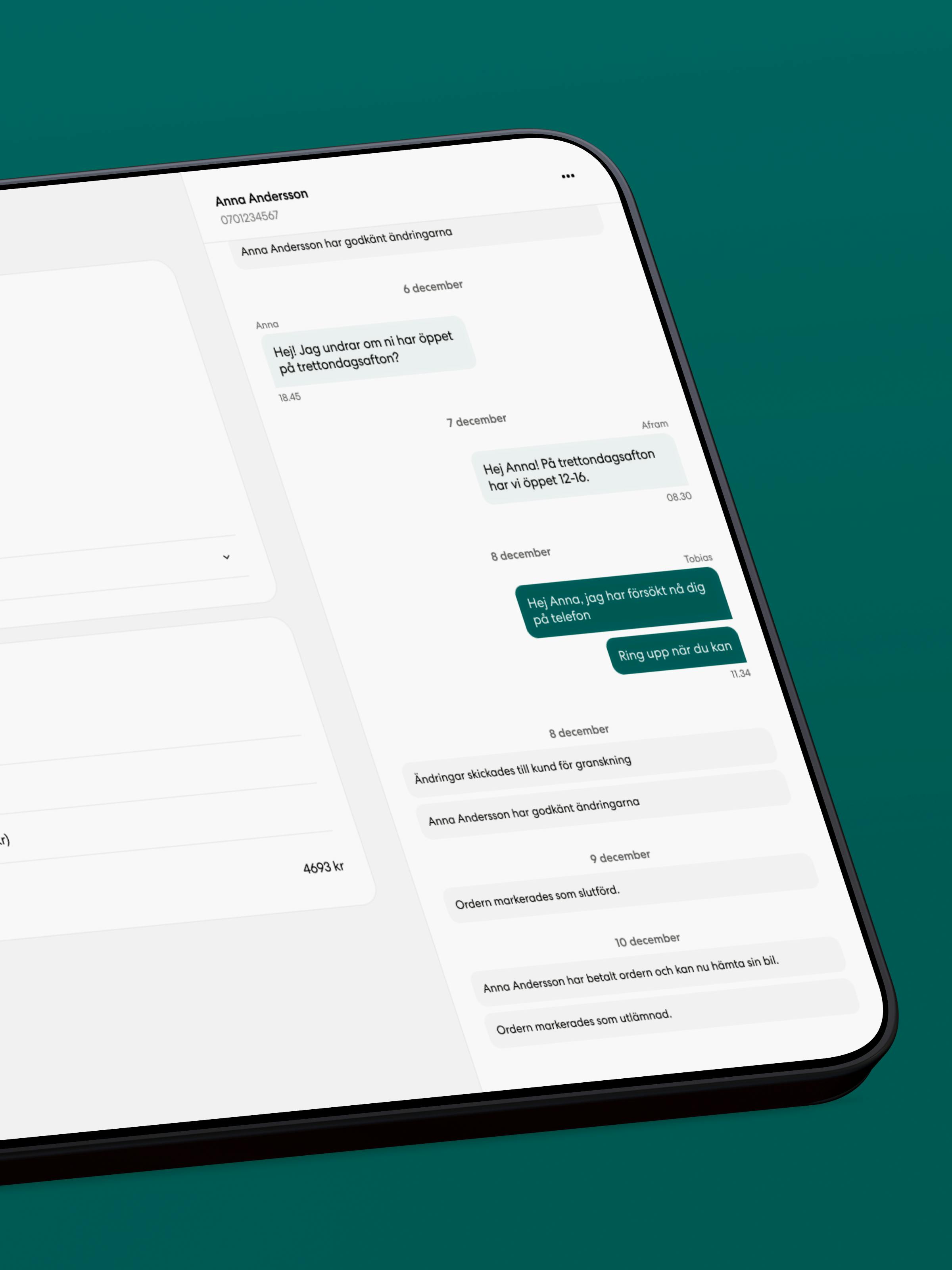 Mockups of a tablet flying and displaying the Radeito app on the screen, developed by Kumpan.