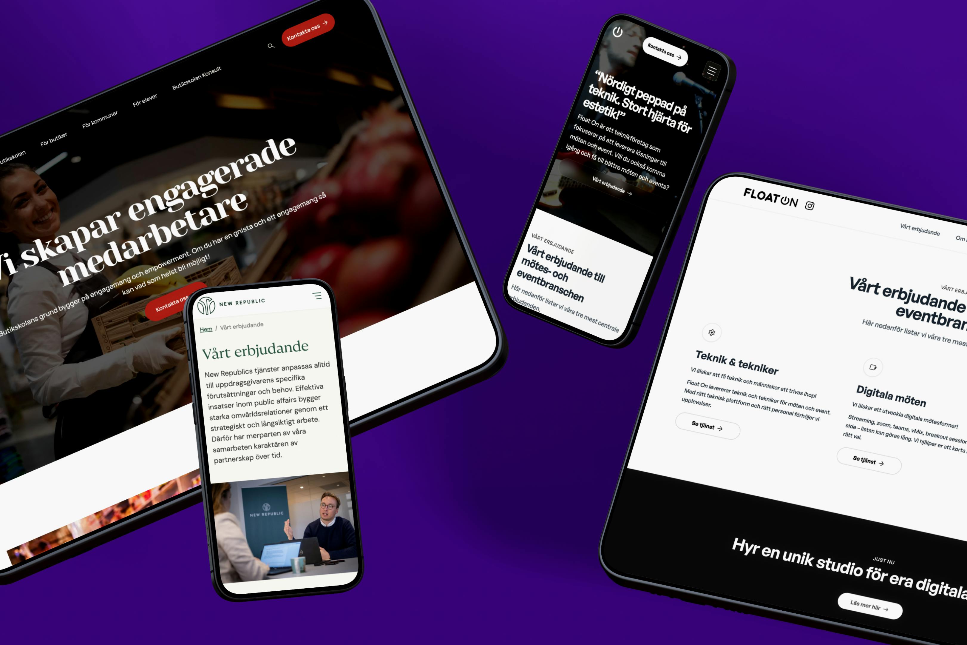 Flera olika enheter med webbar som Kumpan har skapat