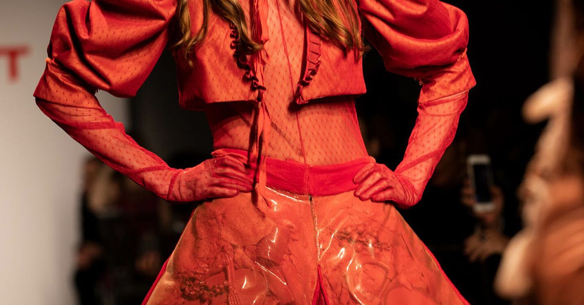 Close up of a red garment designed for a fashion show