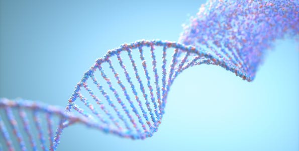 DNA double helix representing genes and genetic mapping