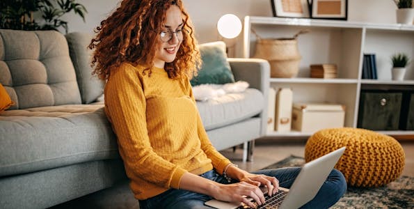 Decorative: video game student at a laptop