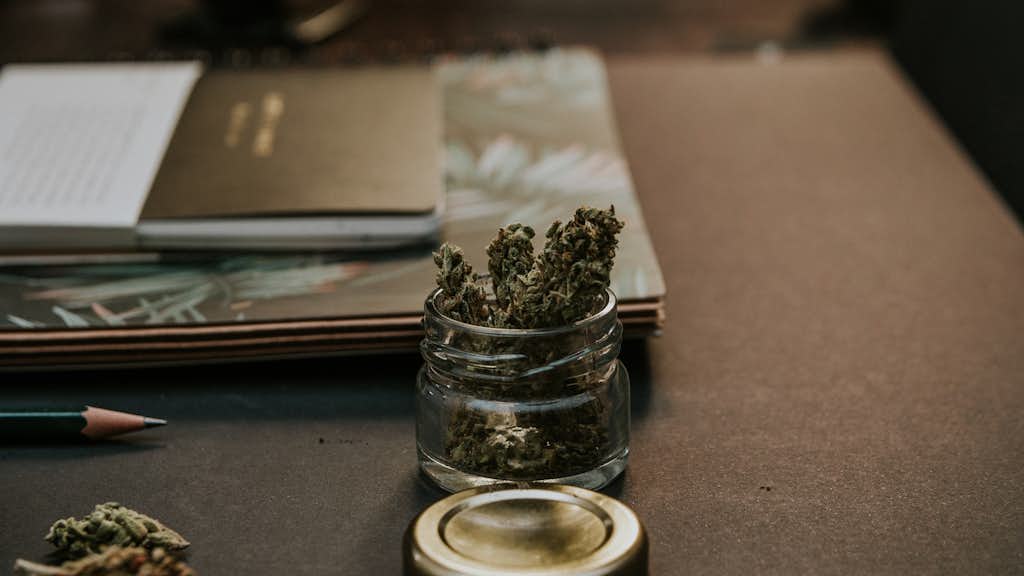 Cannabis Knospe im Glas