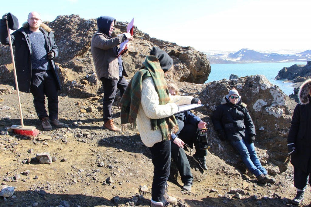 Við tökur á "Hittarar og Krittarar"