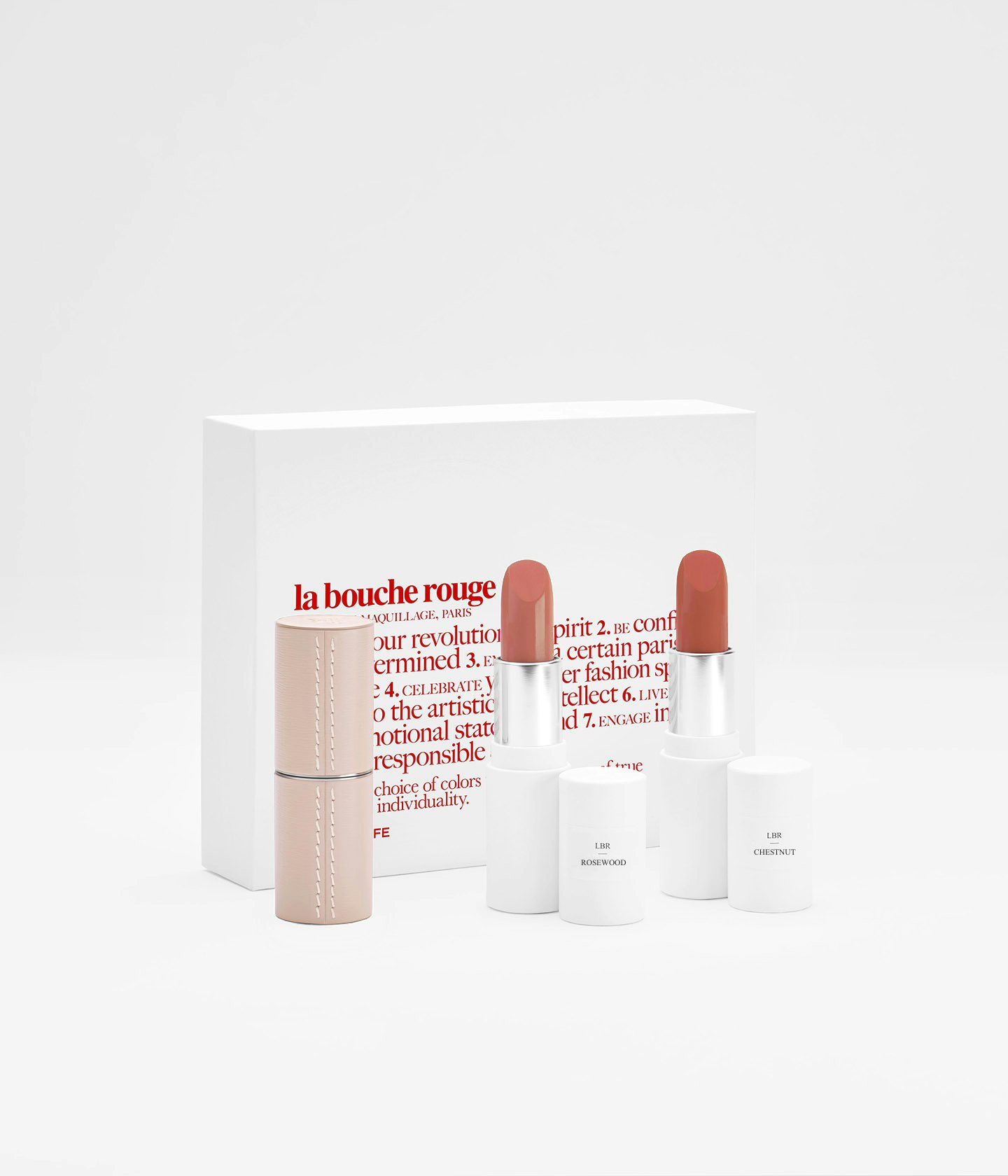 La bouche rouge The Beige Nudes - Pink lipstick gift set with one pink case and two lipstick refills