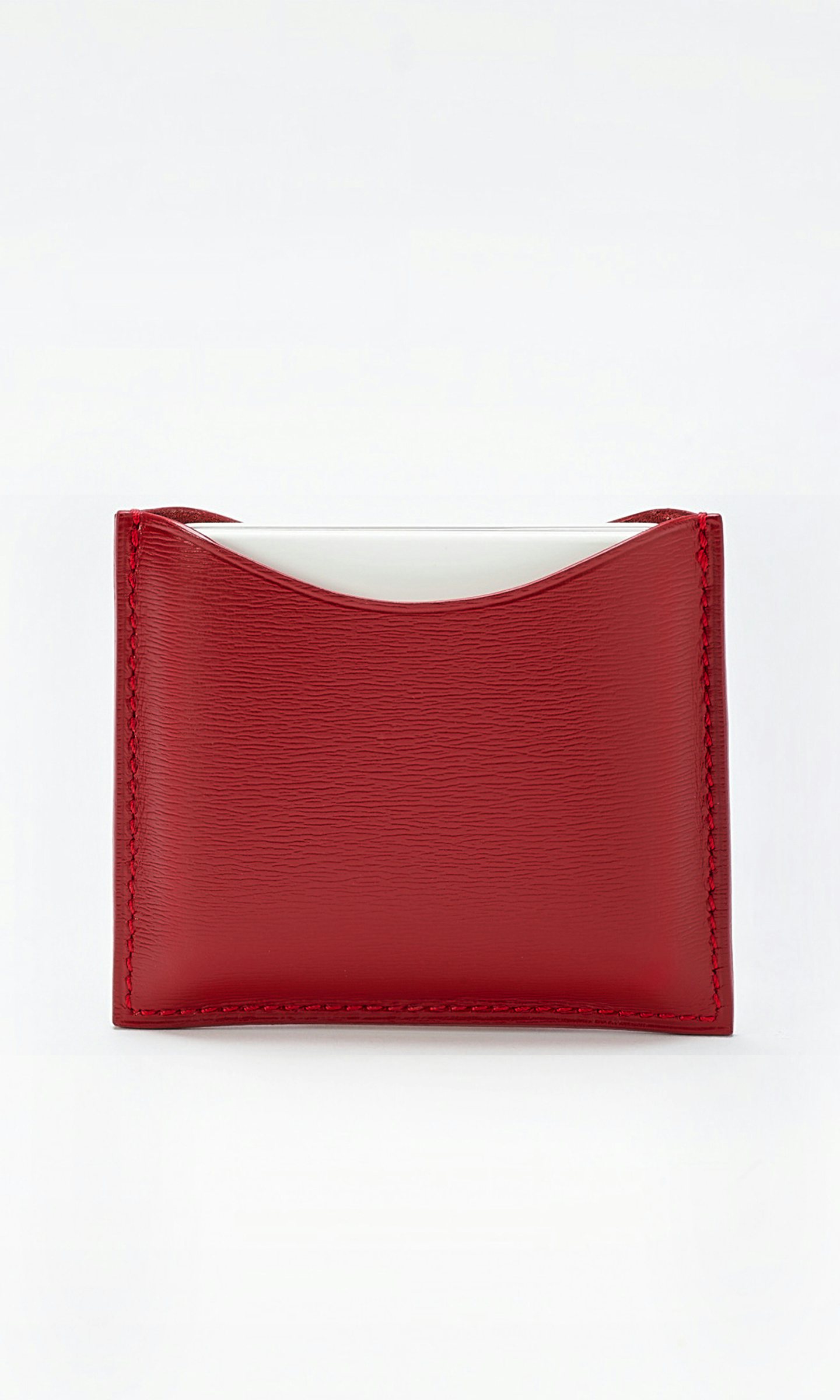La bouche rouge upcycled fine leather compact case in Red