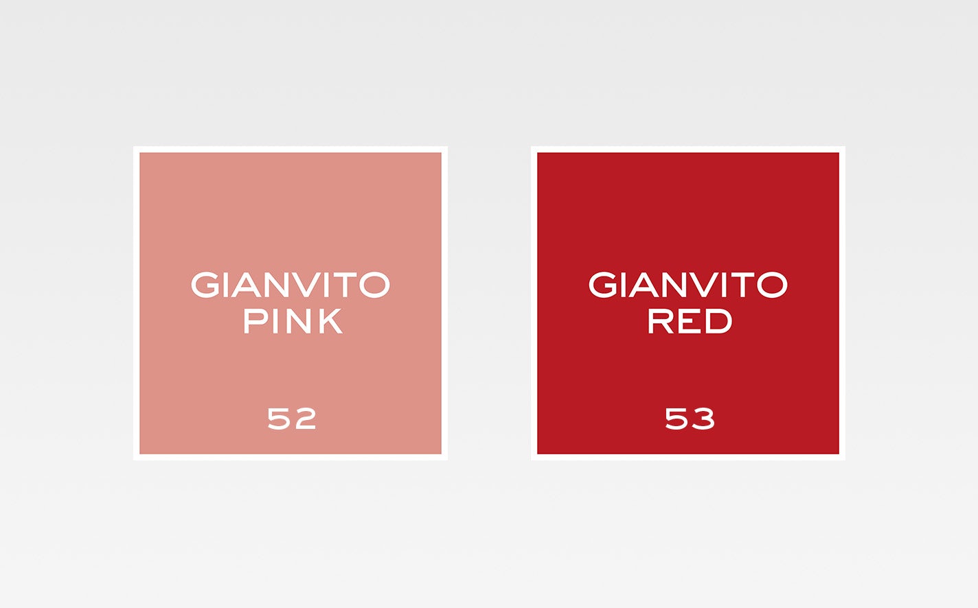 La bouche rouge teintes de rouge à lèvres Gianvito Pink et Gianvito Red
