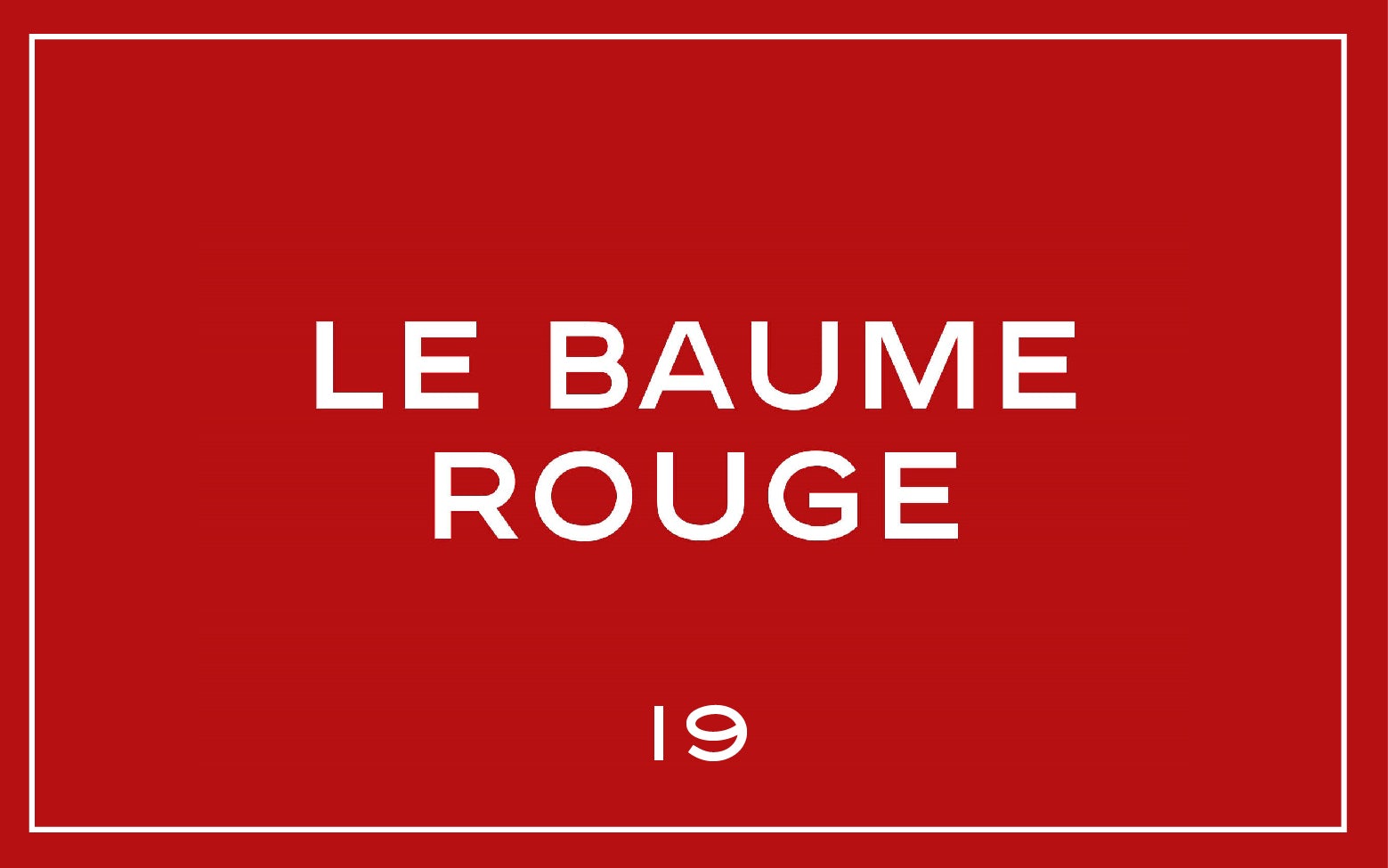 La bouche rouge Red balm lipstick swatch with text