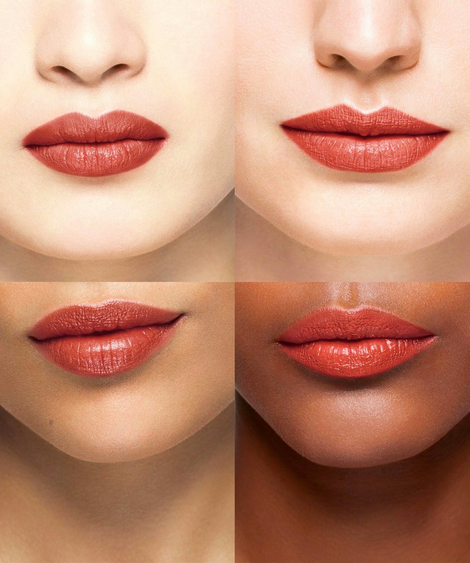 La bouche rouge Nude Red lipstick in the lips of the models 