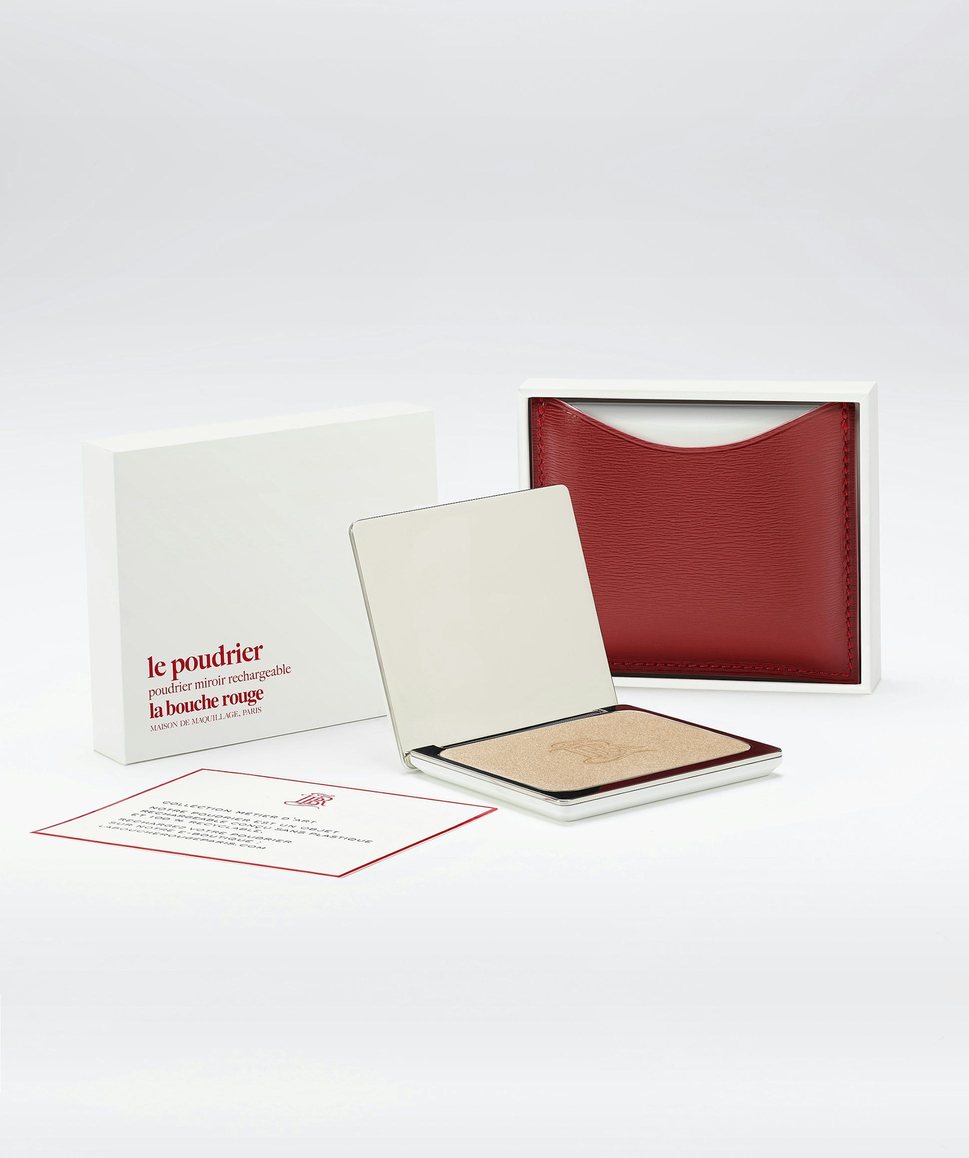 La bouche rouge, Paris La Lumière highlighter in the red fine leather compact case