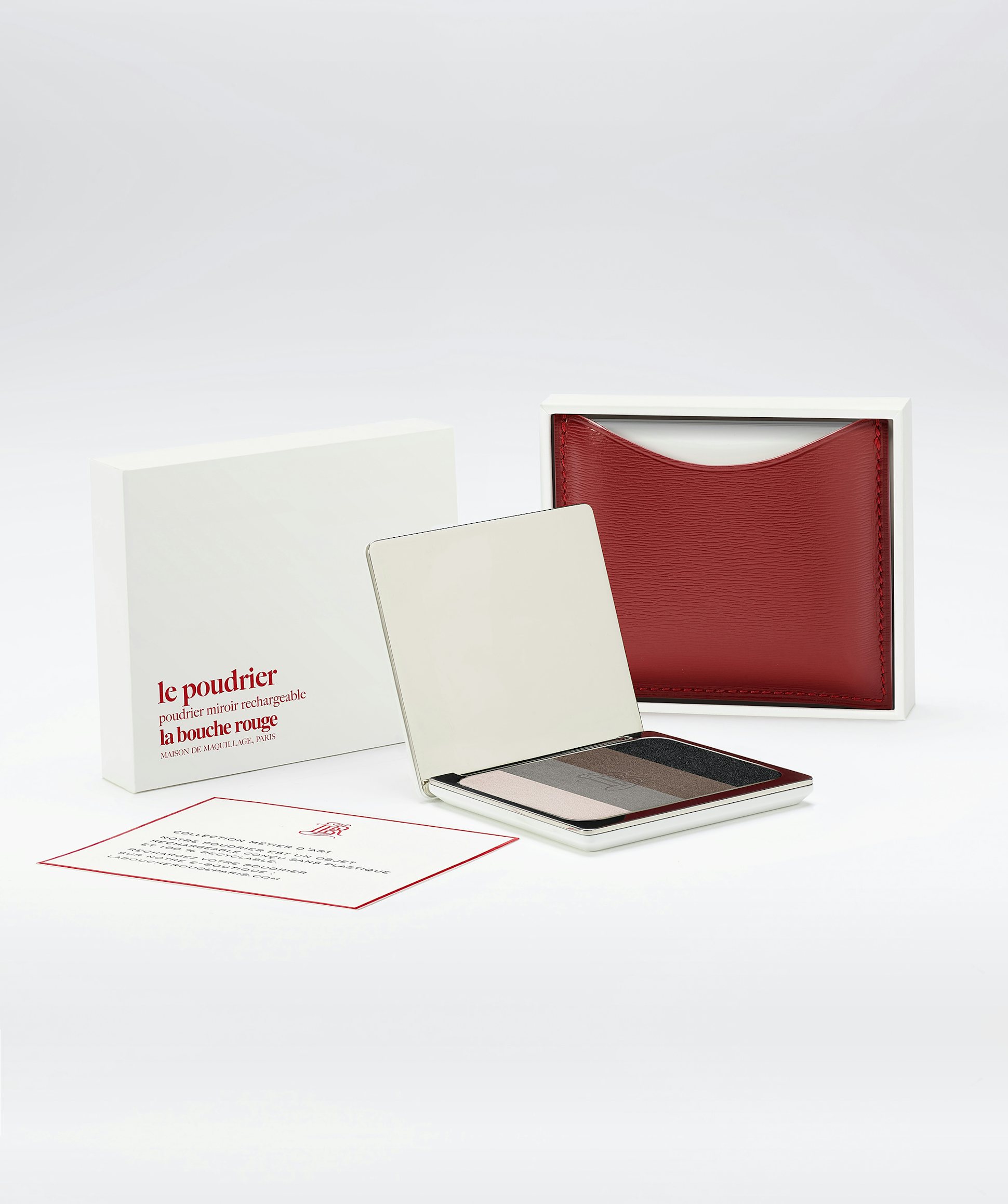 	La bouche rouge, Paris Les Ombres Mead in the red fine leather compact case